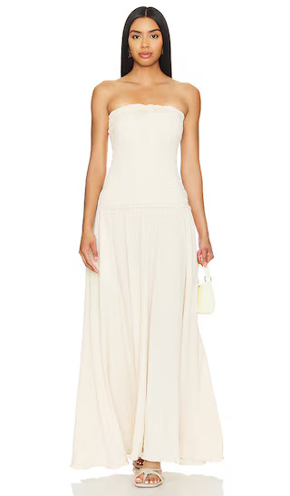 Gale Maxi Dress in Neutral Gingham | Revolve Clothing (Global)