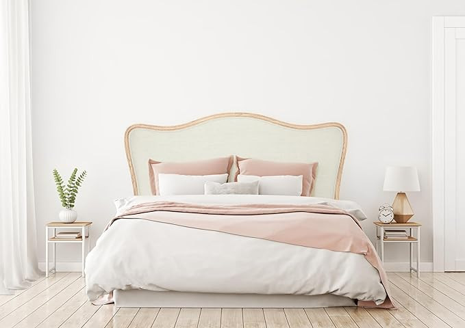 Creative Co-Op, Natural, Queen Modern Farmhouse Solid Oak Wood Headboard with Linen Upholstery, B... | Amazon (US)