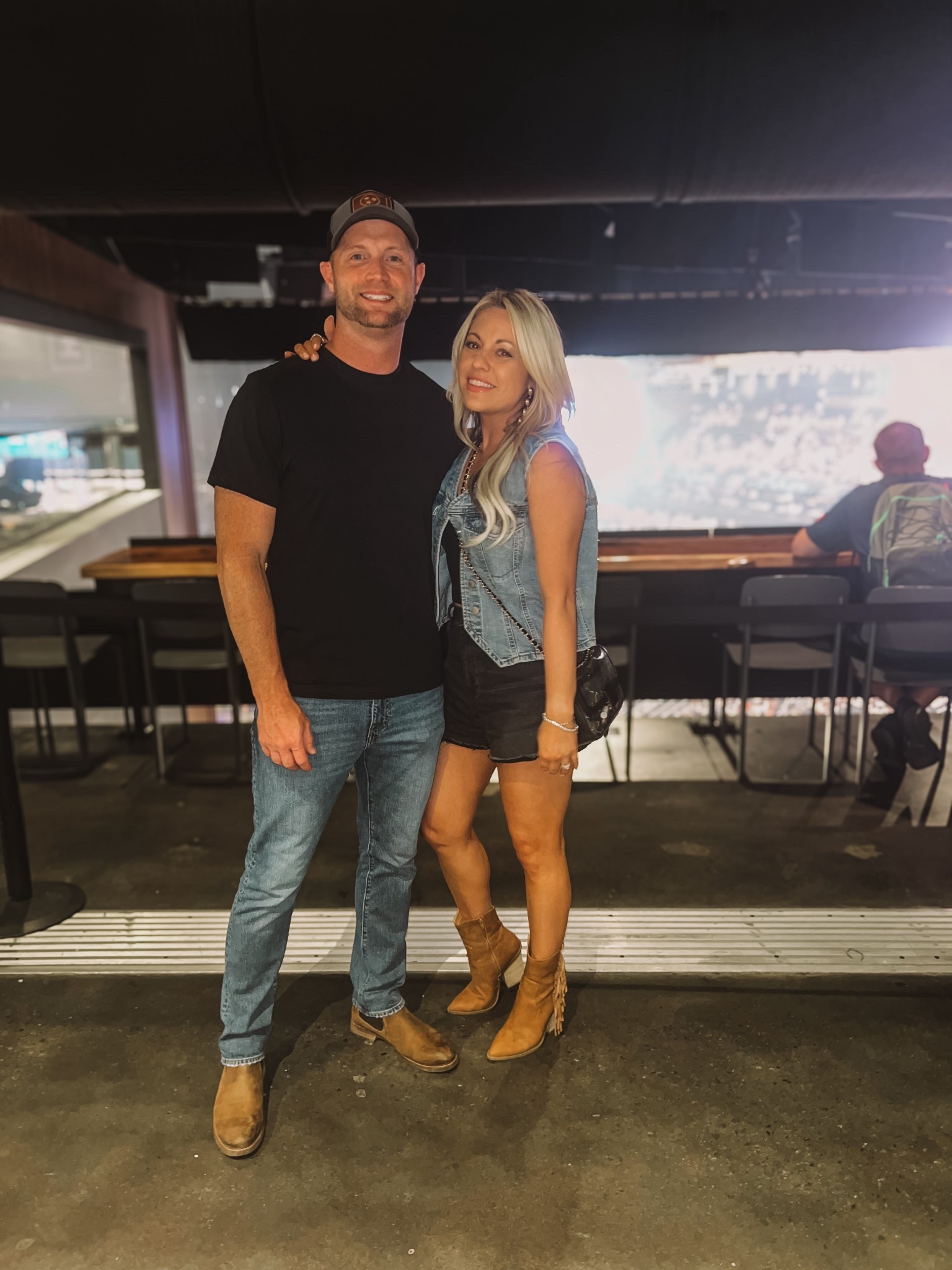 Do you love a country concert as much as I do?Or rodeo? 🎶🤠
One of my go to country concerts or rodeo looks. Love styling a denim vest with any look. Perfect country concert outfit. And this clear purse from Target fit everything I needed into the stadium. The best accessory is my date. 

#LTKootd #LTKTravel #LTKFestival