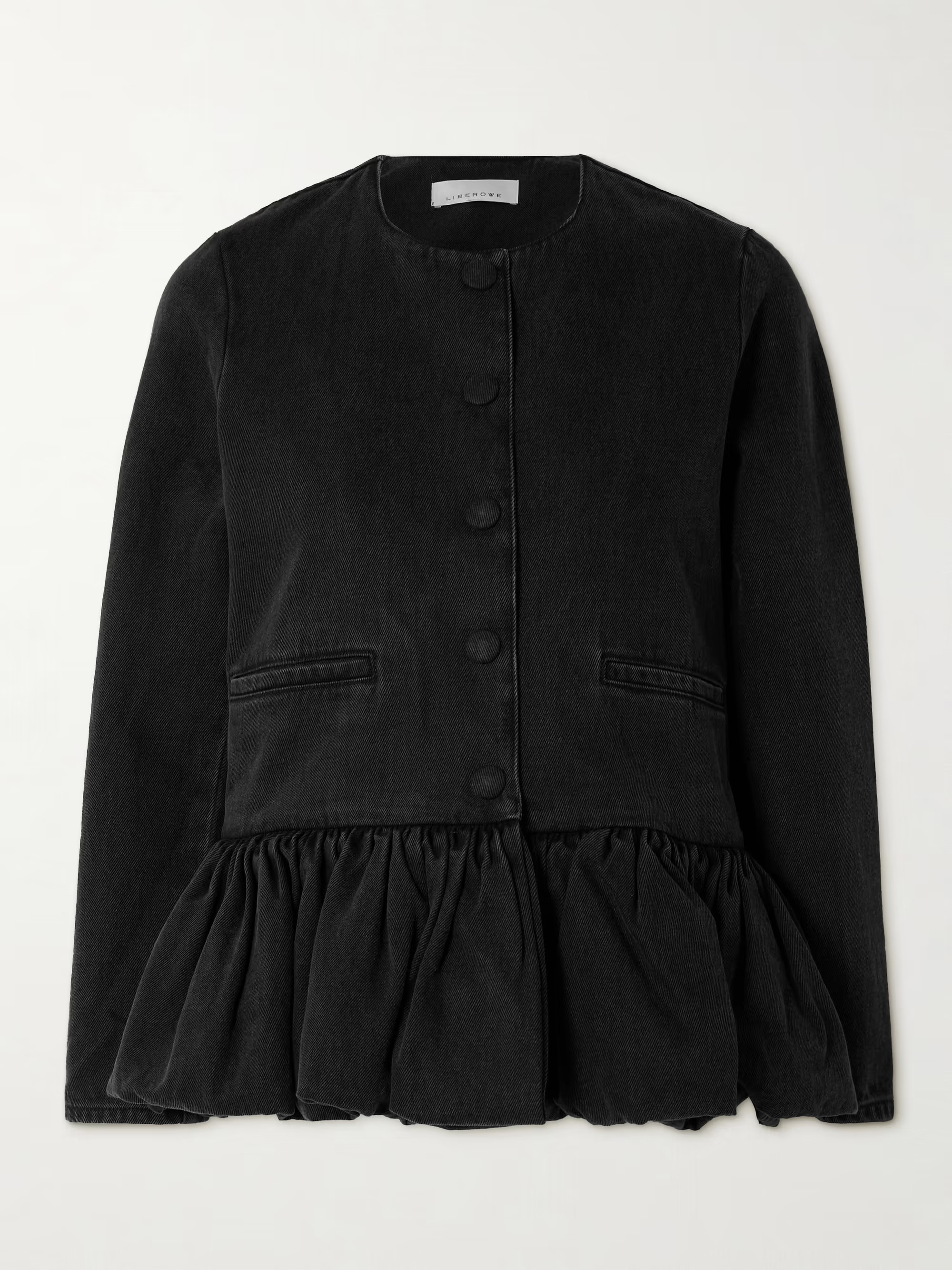 Denim peplum jacket | NET-A-PORTER (US)