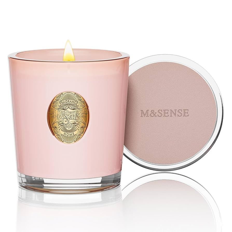 M&SENSE Natural Soy Candle| Coconut Lime Apricot Pink | 10.2 oz, 55H Burn | Luxury Scented Candle... | Amazon (US)