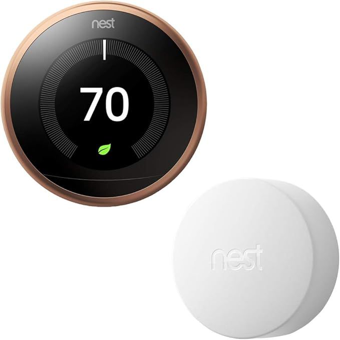 Google Nest Learning Thermostat (3rd Generation) with Nest Temperature Sensor (T5000SF) (Copper) | Amazon (US)