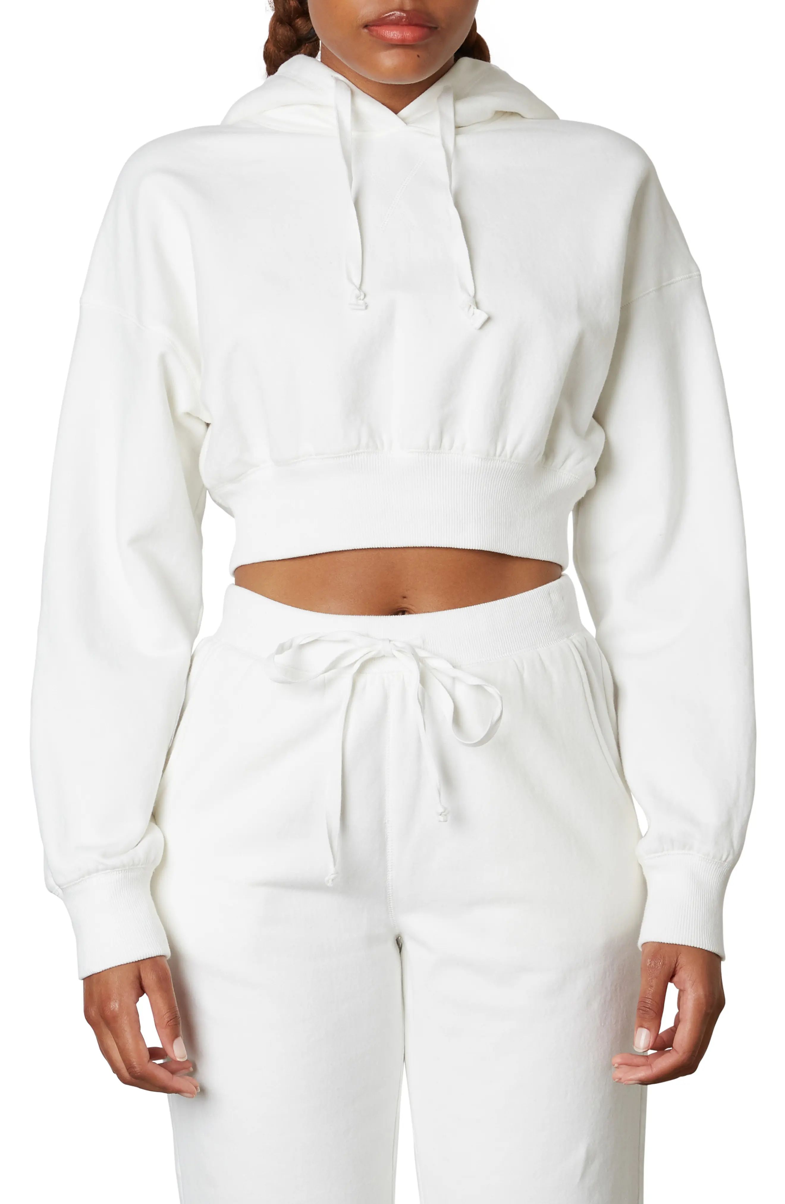 Women's Nia Bella Crop Hoodie, Size Medium - White | Nordstrom