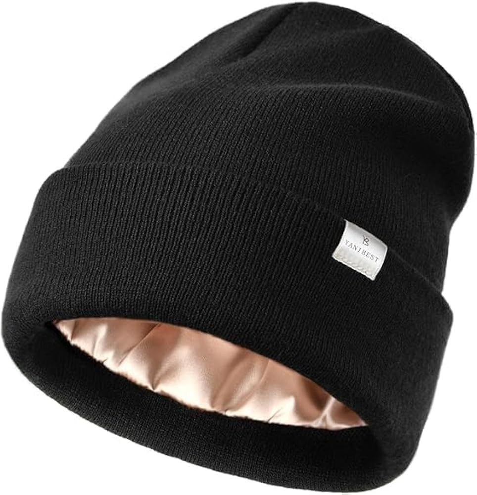 YANIBEST Satin Lined Beanie for Women, Reduce Frizz Winter Hats | Amazon (US)