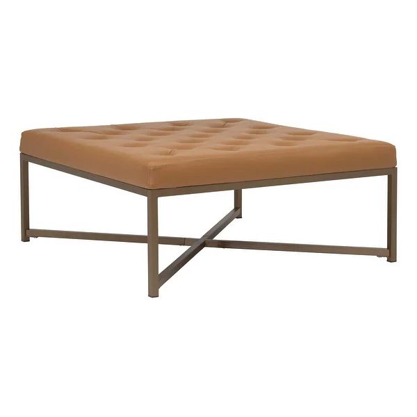 Studio Designs Home Camber Tufted Leather Cocktail Ottoman - Brown | Bed Bath & Beyond
