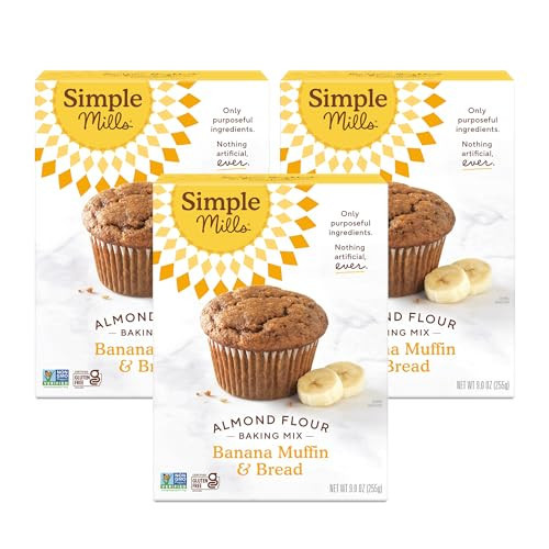 Simple Mills Almond Flour Baking Mix, Banana Muffin & Bread Mix - Gluten Free, Plant Based, Paleo Friendly, 9 Ounce (Pack of 3) | Amazon (US)