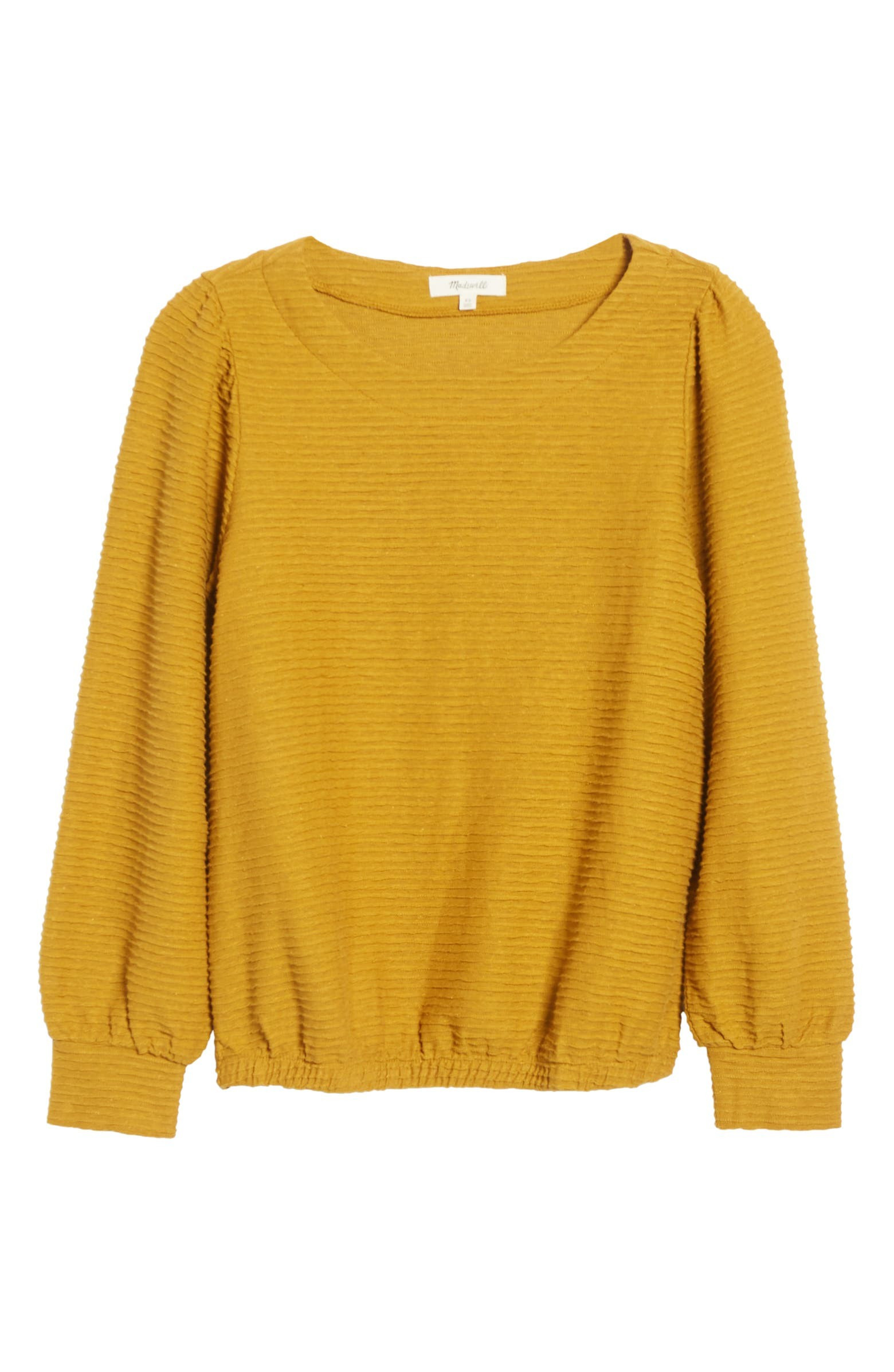 Ottoman Jacquard Balloon Sleeve Linen Blend Top | Nordstrom