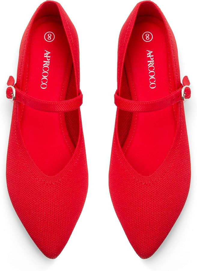 Flats for Women Knit Pointed Toe Ballet Flat with Ankle Strap Casual Womens Shoes Comfort Soft Wa... | Amazon (US)