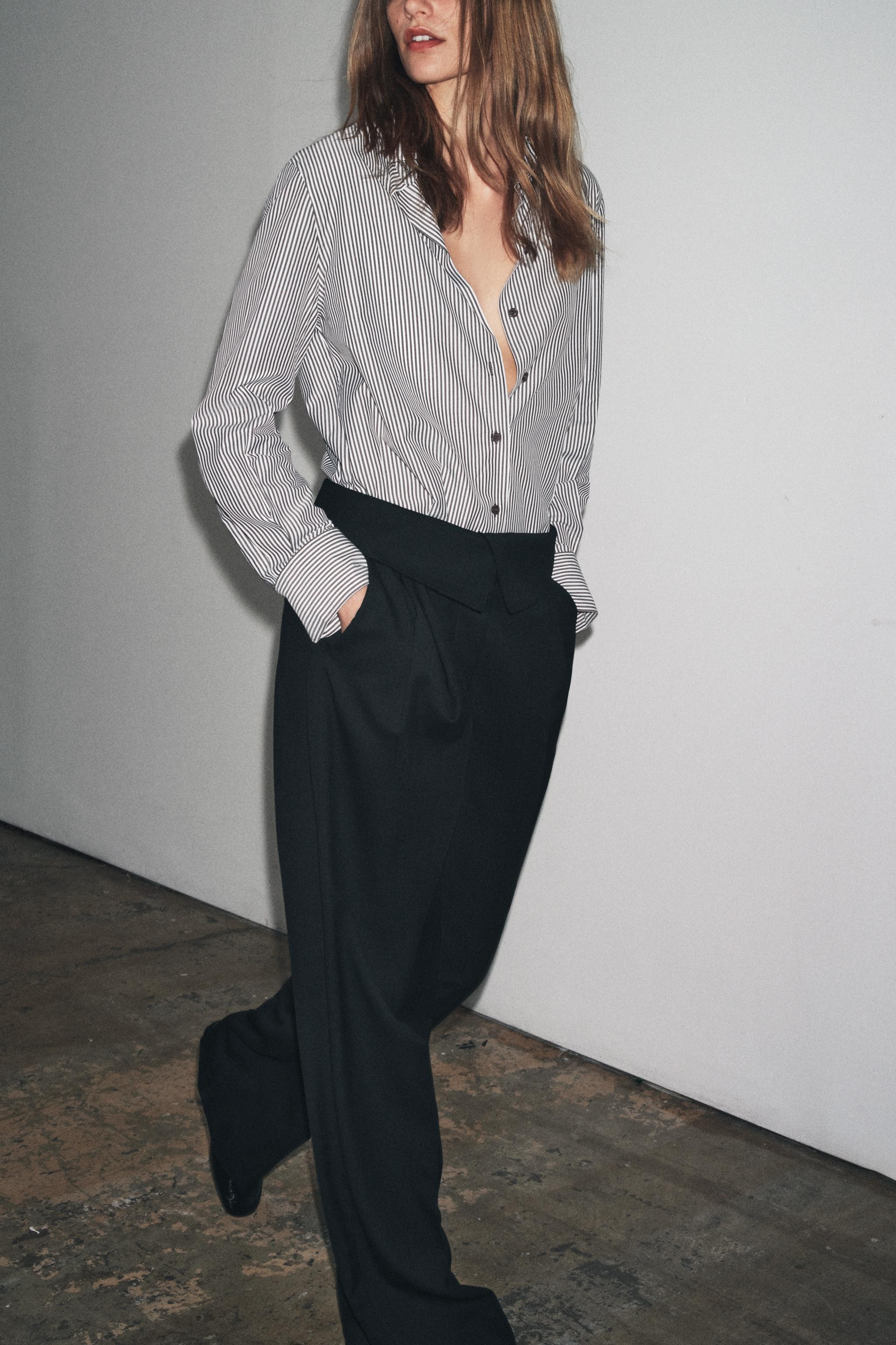 ZW COLLECTION STRIPED FLOWING SHIRT | Zara UK