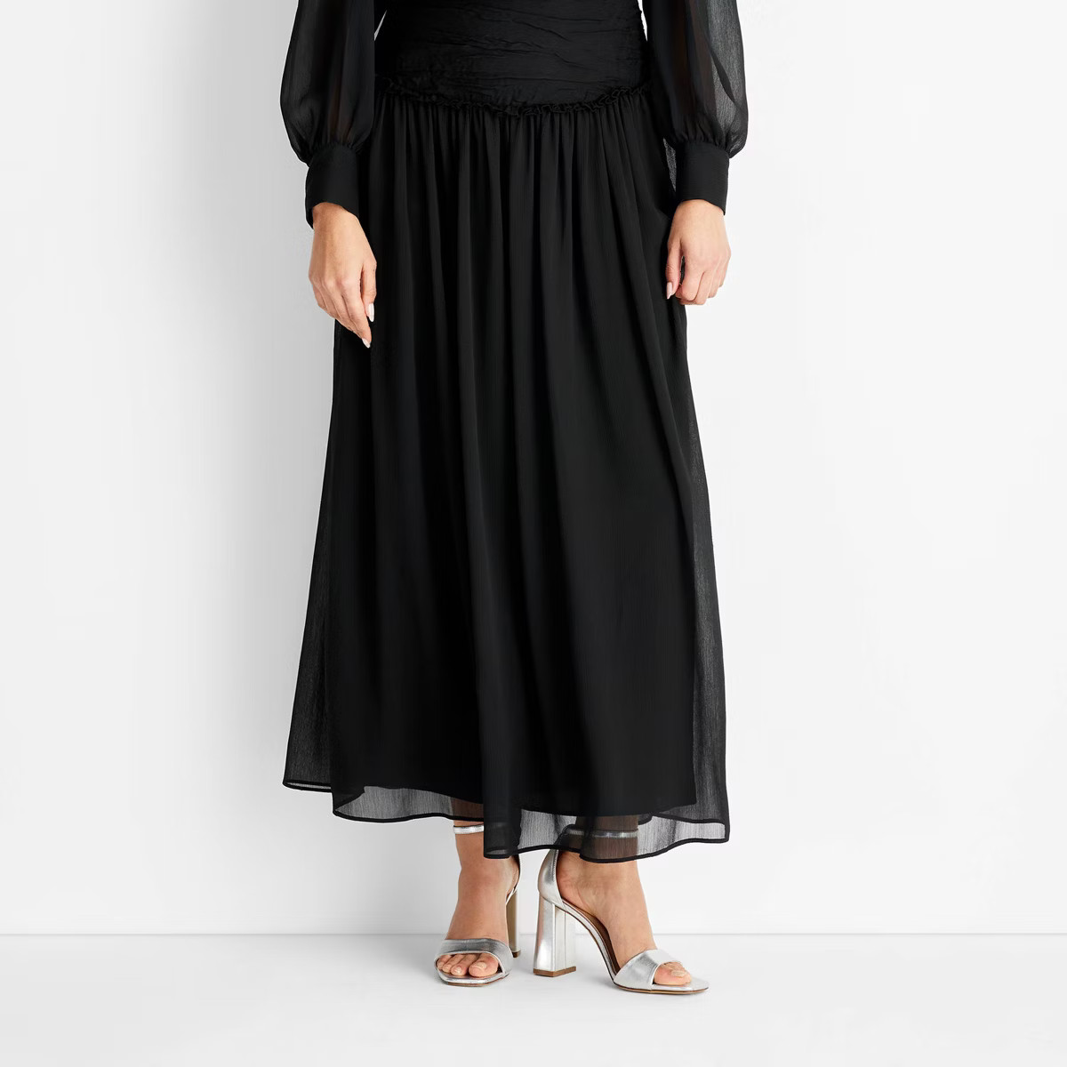 Women's Crinkle Maxi Skirt - Future Collective Black 00 | Target