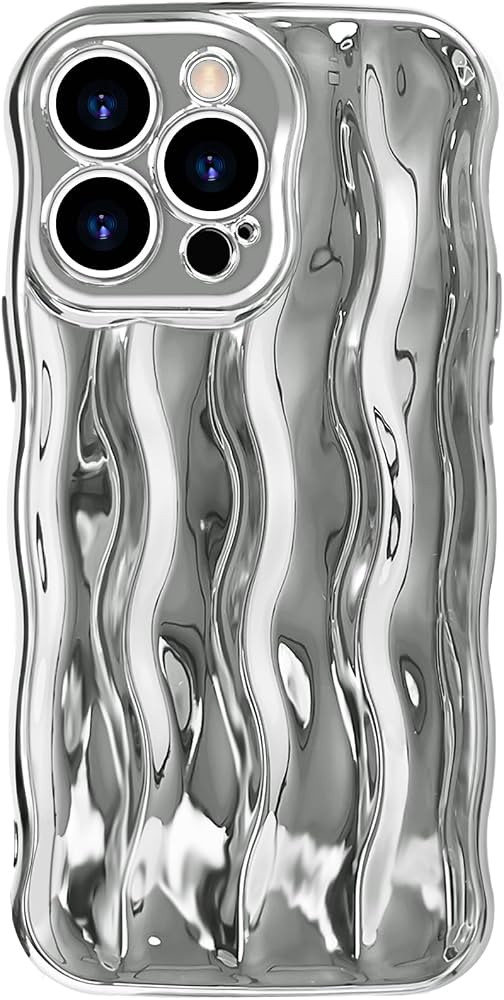 Compatible with iPhone 15 Pro Max 6.7" Case, Cute Glossy Water Ripple Pattern Phone Case, Curly W... | Amazon (US)