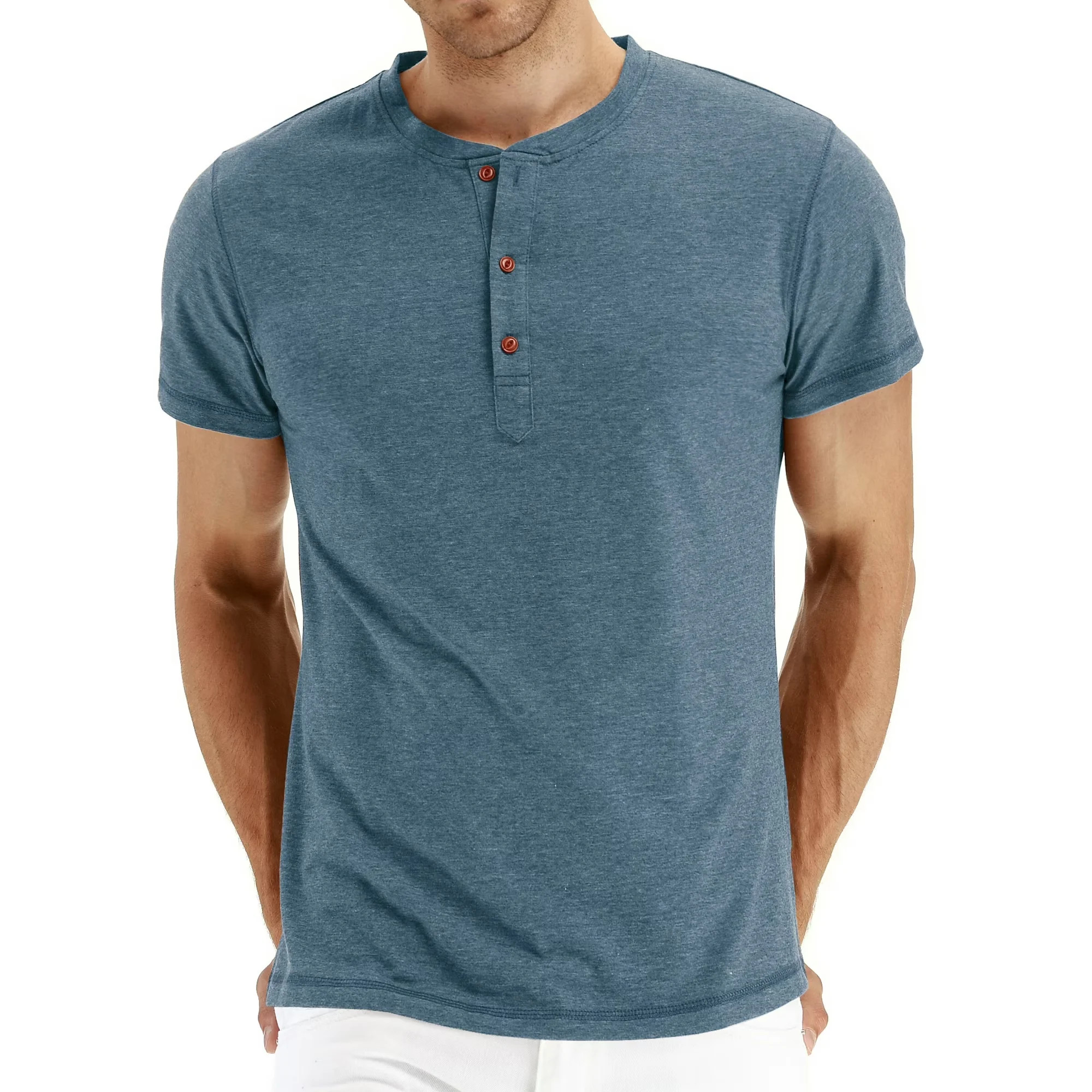 JWD Classic henley style Three button henley closure, Mens Henley Short Sleeve T-Shirt Cotton Cas... | Walmart (US)