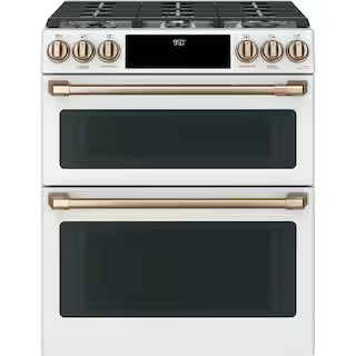 30 in. 7.0 cu. ft. Slide-In Smart Double Oven Dual-Fuel Range with Self-Clean Convection in Matte... | The Home Depot