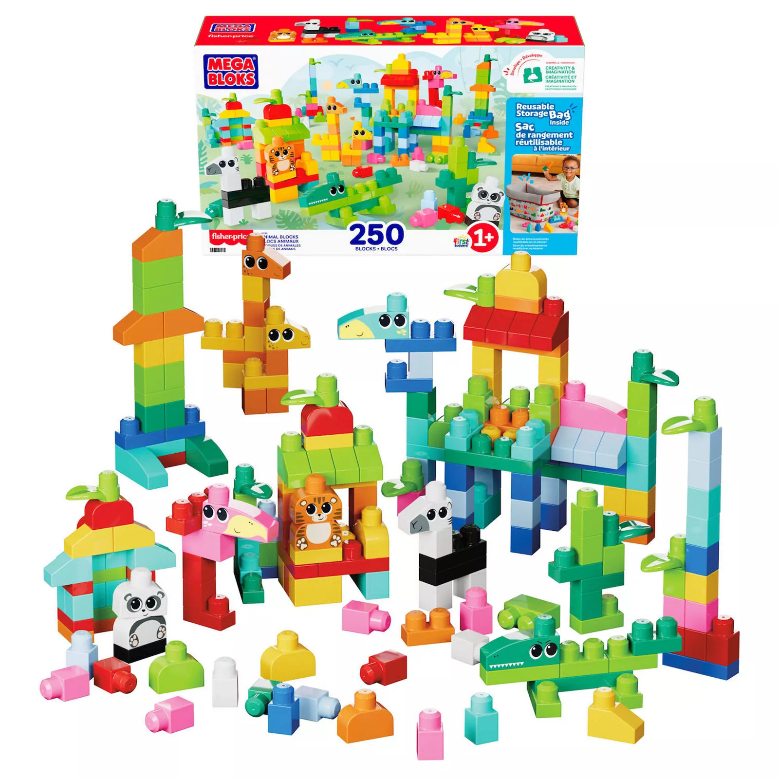 Mega Bloks 250-pc. Fisher-Price Animal Blocks Building Toy with Storage, Multi | Kohl's