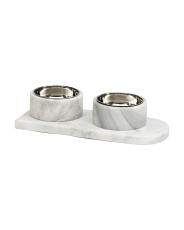 3pc Marble Pet Bowls With Tray Set | TJ Maxx