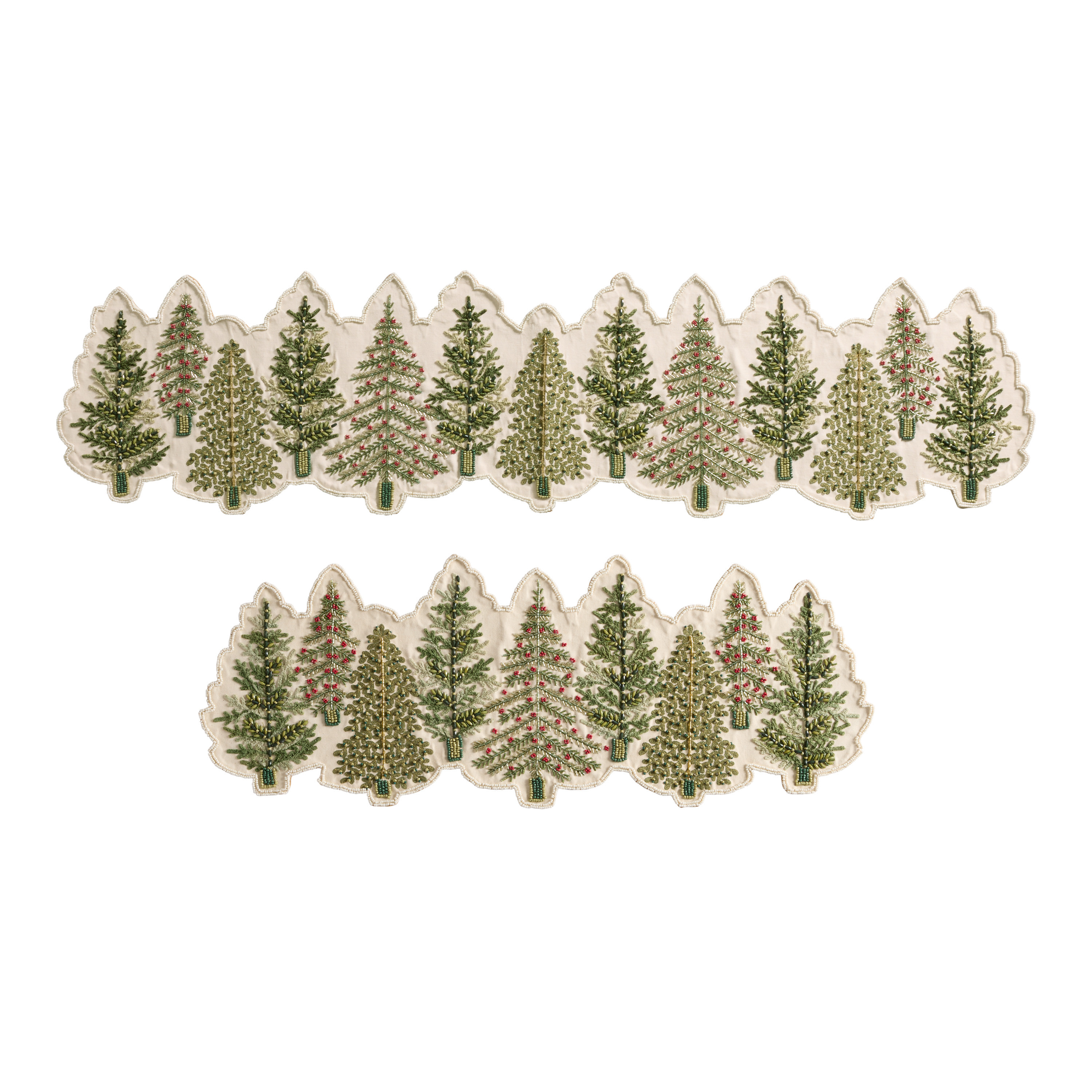 Green and Natural Evergreen Beaded Table Runner | World Market