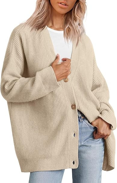 LILLUSORY Women's Cardigan 2023 Open Front Oversized Button Lightweight Sweaters V Neck Loose Car... | Amazon (US)