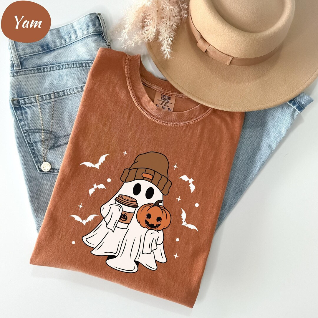 Halloween Ghost Pumpkin Spice Latte Shirt, Cute Ghost Shirt, Womens Halloween Shirt, Cute Fall Sh... | Etsy (US)