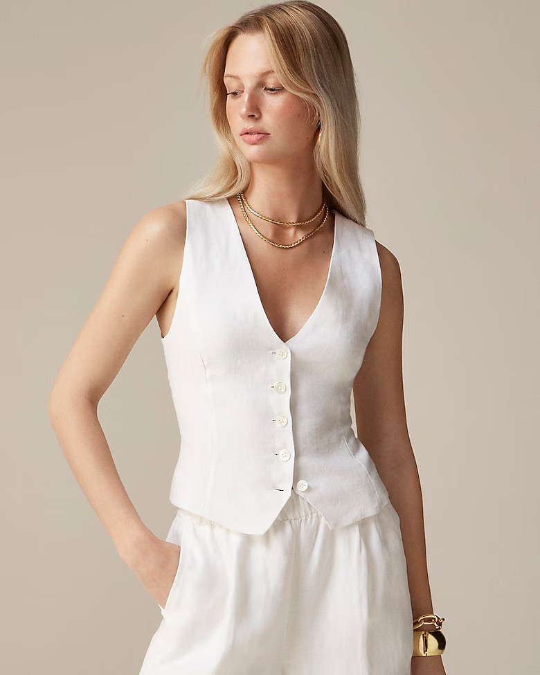 Slim-fit linen vest | J. Crew US
