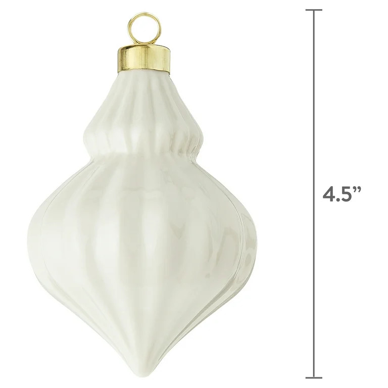 4 Count White Ceramic Christmas Ornaments, by My Texas House | Walmart (US)