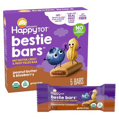 HappyTot Organics Bestie Bars Peanut Butter & Blueberry - 5ct/3.7oz: Organic Certified, Non-GMO, Gluten-Free, Ready to Eat | Target
