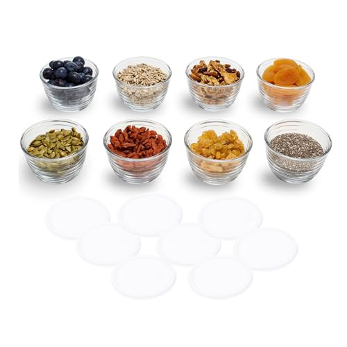 Libbey Small Glass Prep Bowl 8 Count (Pack of 1), Glass Containers with Lids Keep Leftovers Fresh, Durable Dishwasher Safe Glass Meal Prep Bowls, Glass Bowls Set for Meal Prepping, Snacks | Amazon (US)