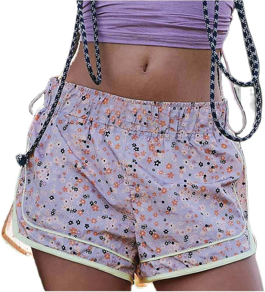 Tenopuli Women Running Shorts Floral Print Athletic Shorts Casual High Waisted Flower Printed Dra... | Amazon (US)