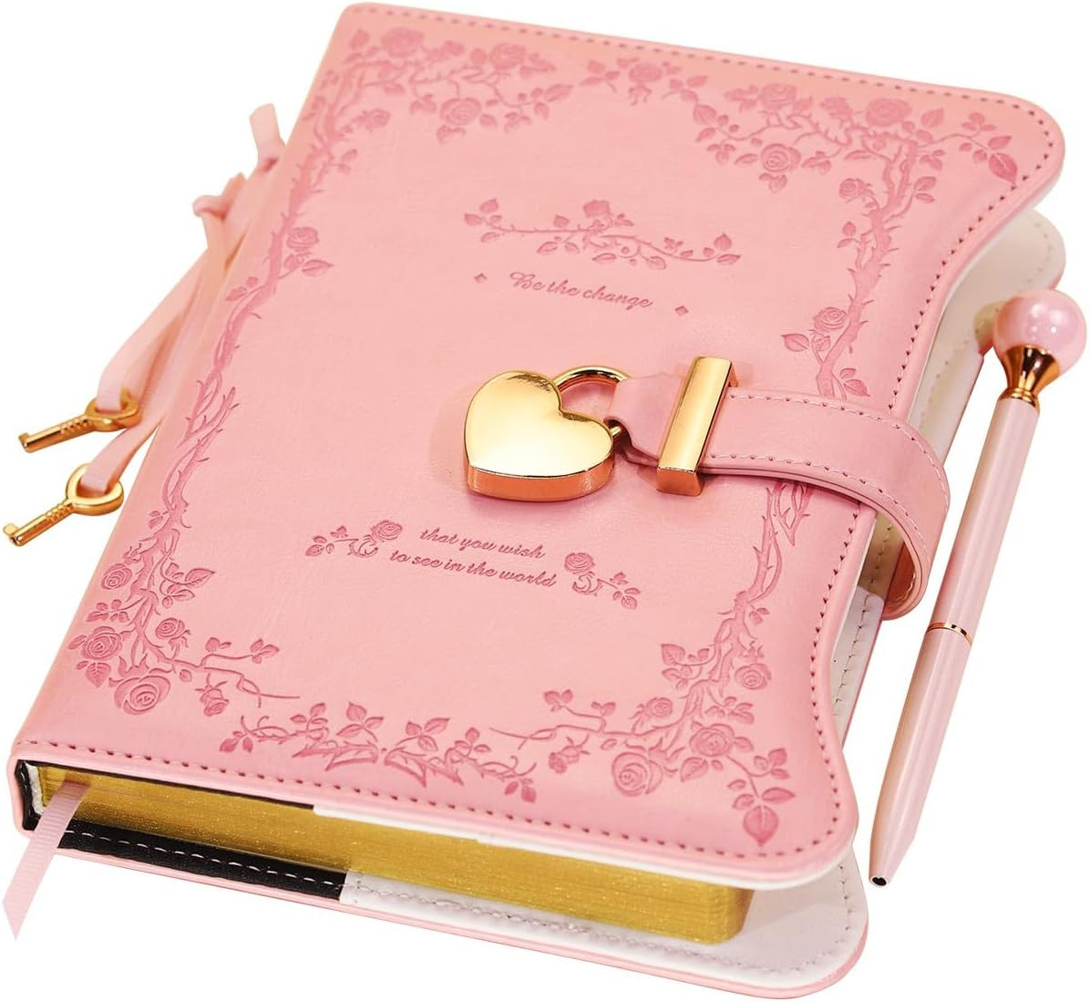 Diary with Lock and Keys for Girls Gift Ideas, 360 Gold Edged Pages Journal for Women, B6 Refilla... | Amazon (US)