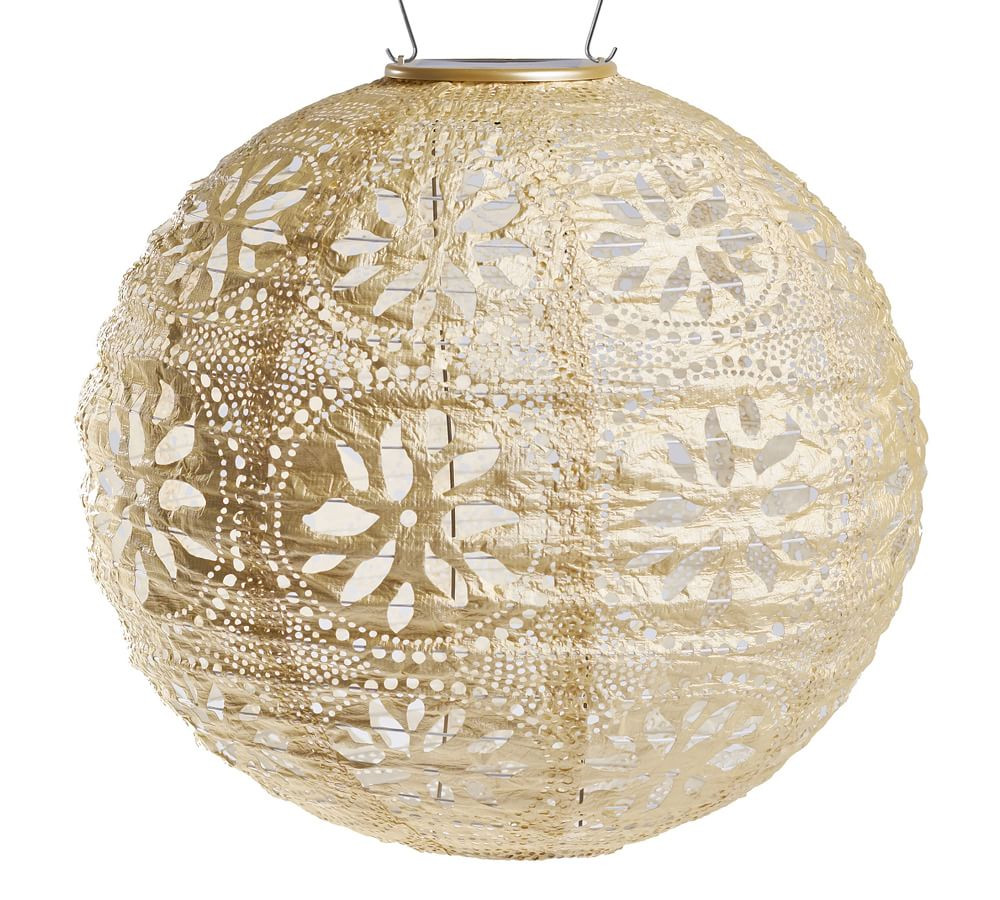 Soji Stella Boho Globe Solar Indoor/Outdoor Lantern, Sky Blue Metallic - 12'' | Pottery Barn (US)