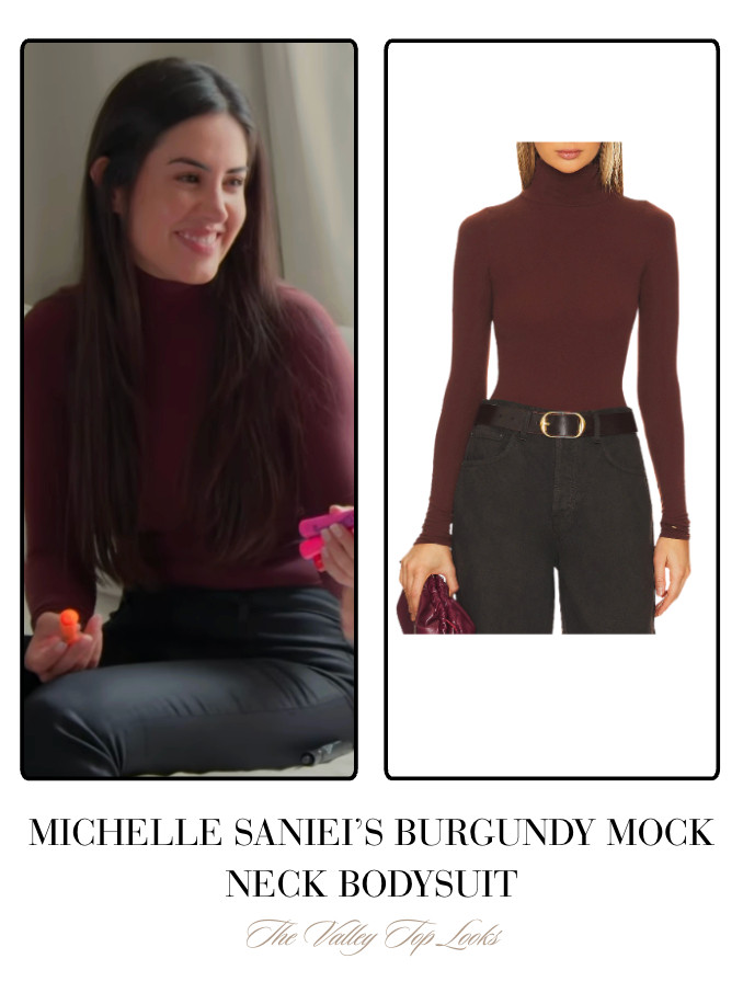 Michelle Saniei's Burgundy Mock Neck Bodysuit 

 