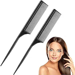 2 Pack Rat Tail Combs for Women Fine Tooth Comb Parting Tip Carbon Fiber Root Teasing Anti Static... | Amazon (US)