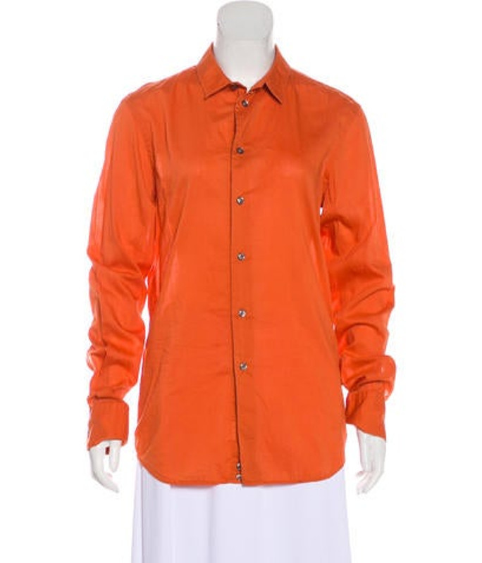 Emporio Armani Long Sleeve Button-Up Blouse Orange Emporio Armani Long Sleeve Button-Up Blouse | The RealReal