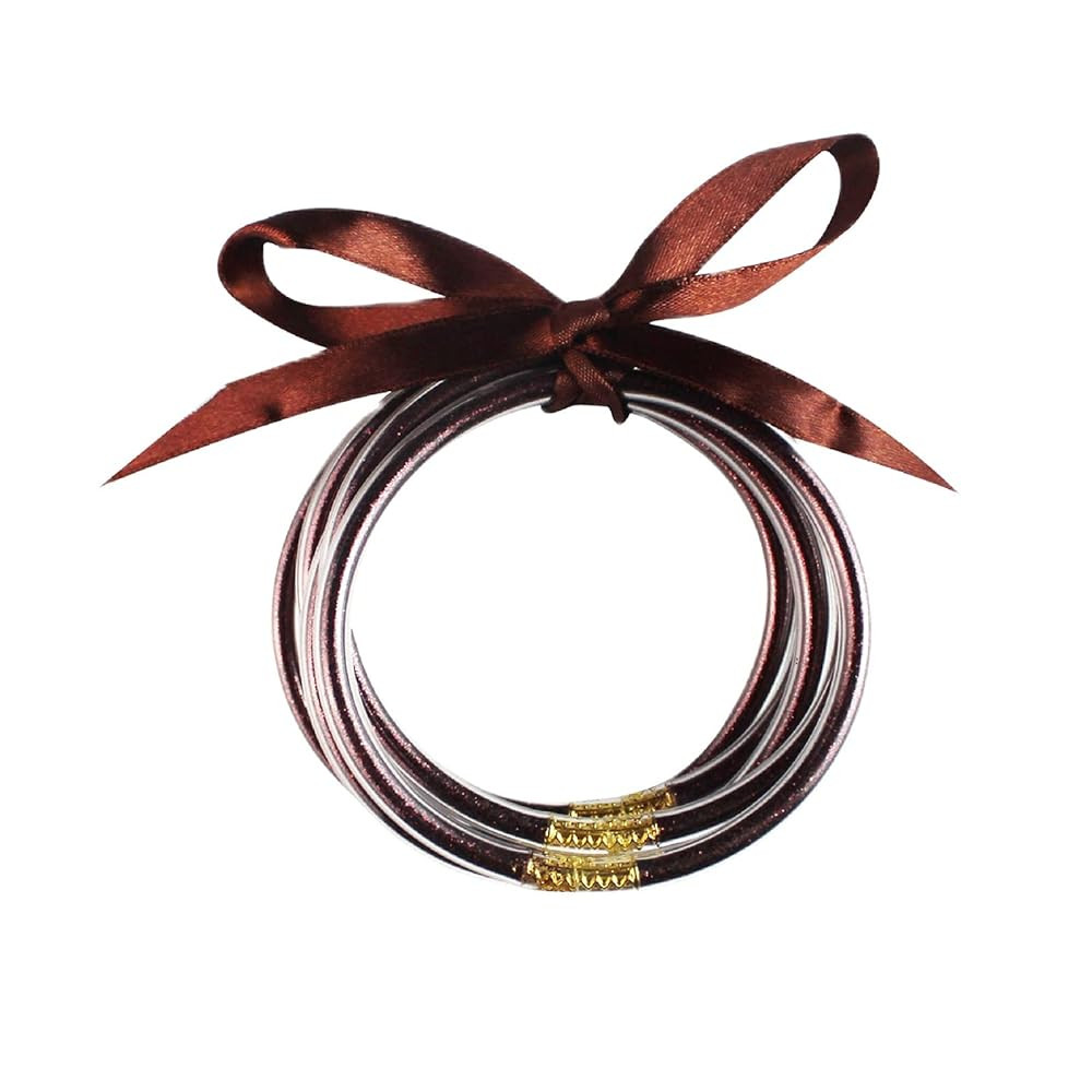 Caiyao Lightweight Colorful Glitter Jelly Beads Filled Bangles Stackable Silicone Bracelets with ... | Amazon (US)