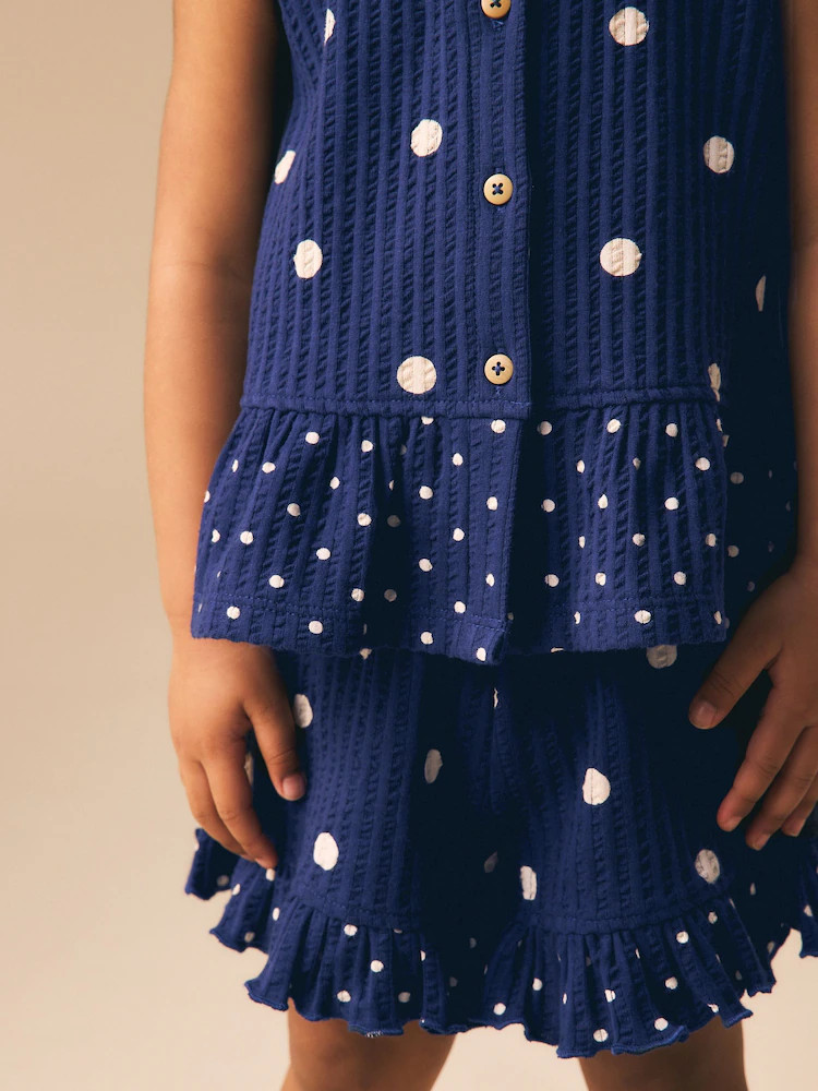 Navy Spot Peplum Vest and Shorts Set (3mths-7yrs) | Next US