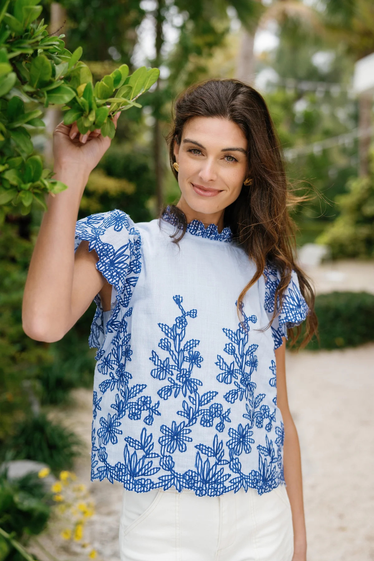 Fate Embroidered Ruffle Sleeve Top | Social Threads