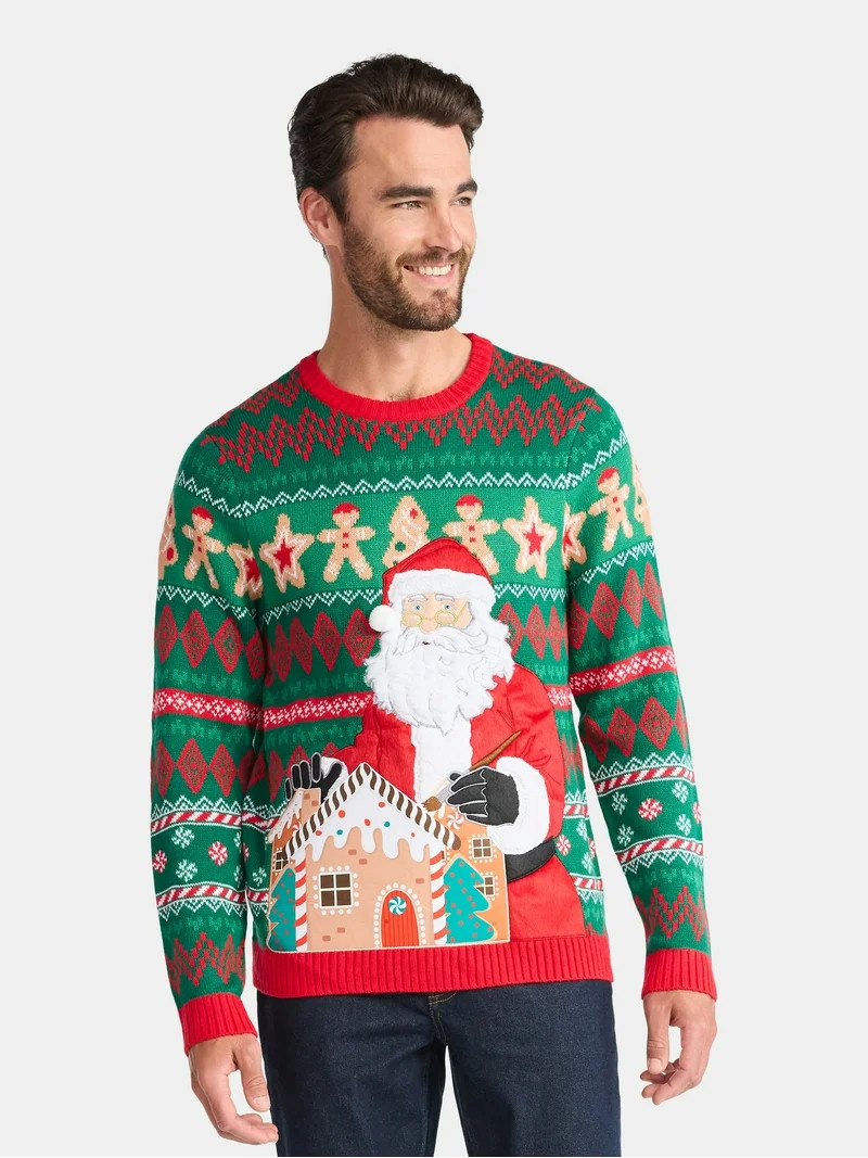 Holiday Time Suéter Navideño de Manga Larga para Hombre con Bolsillo para Bebidas, Tallas XS-3X... | Walmart (US)