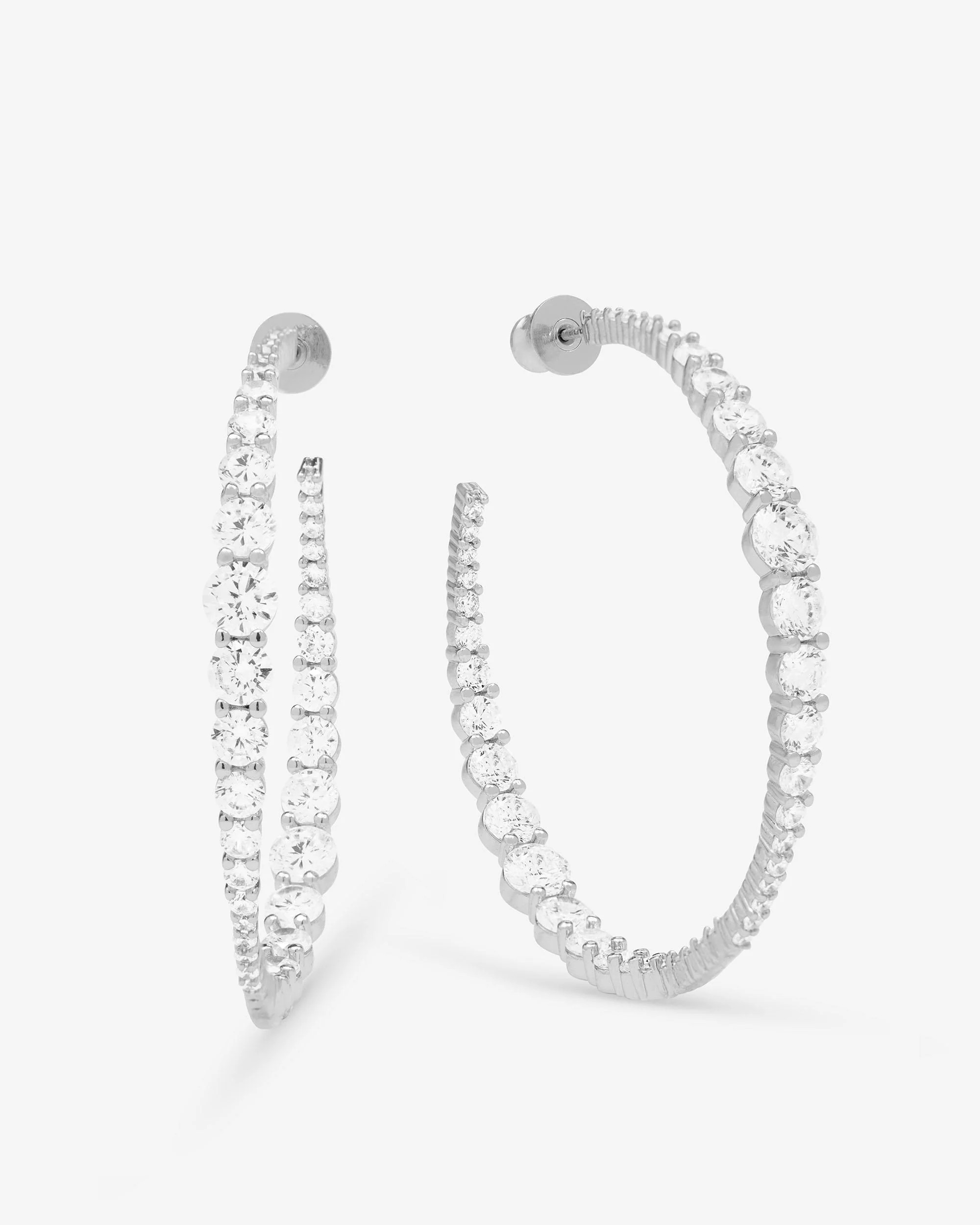 "Oh She Fancy" 2" Graduated Hoops: Silver Statement Hoops | Melinda Maria Jewelry
