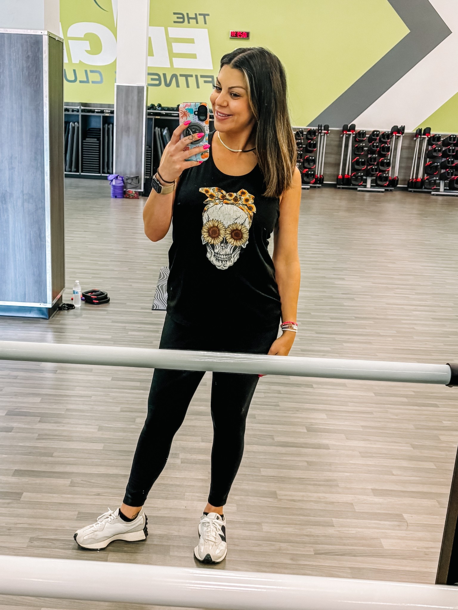 Summer gym OOTD!! 🌻 
Top under $20
Pants under $30
Sneakers are back in stock!!
Everything fits TTS!!

#LTKActive #LTKStyleTip #LTKFindsUnder50