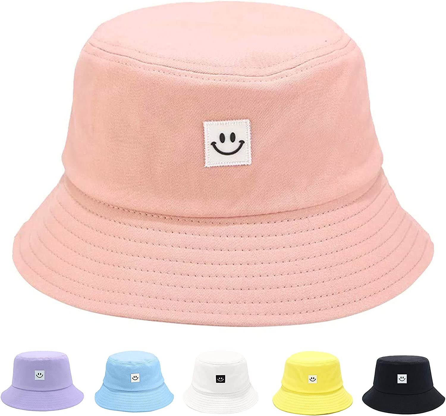 Kids Sun Hat Smile Face Bucket Hat for Girls Boys Summer Sun Protection Cotton Unisex Beach Cap | Amazon (US)