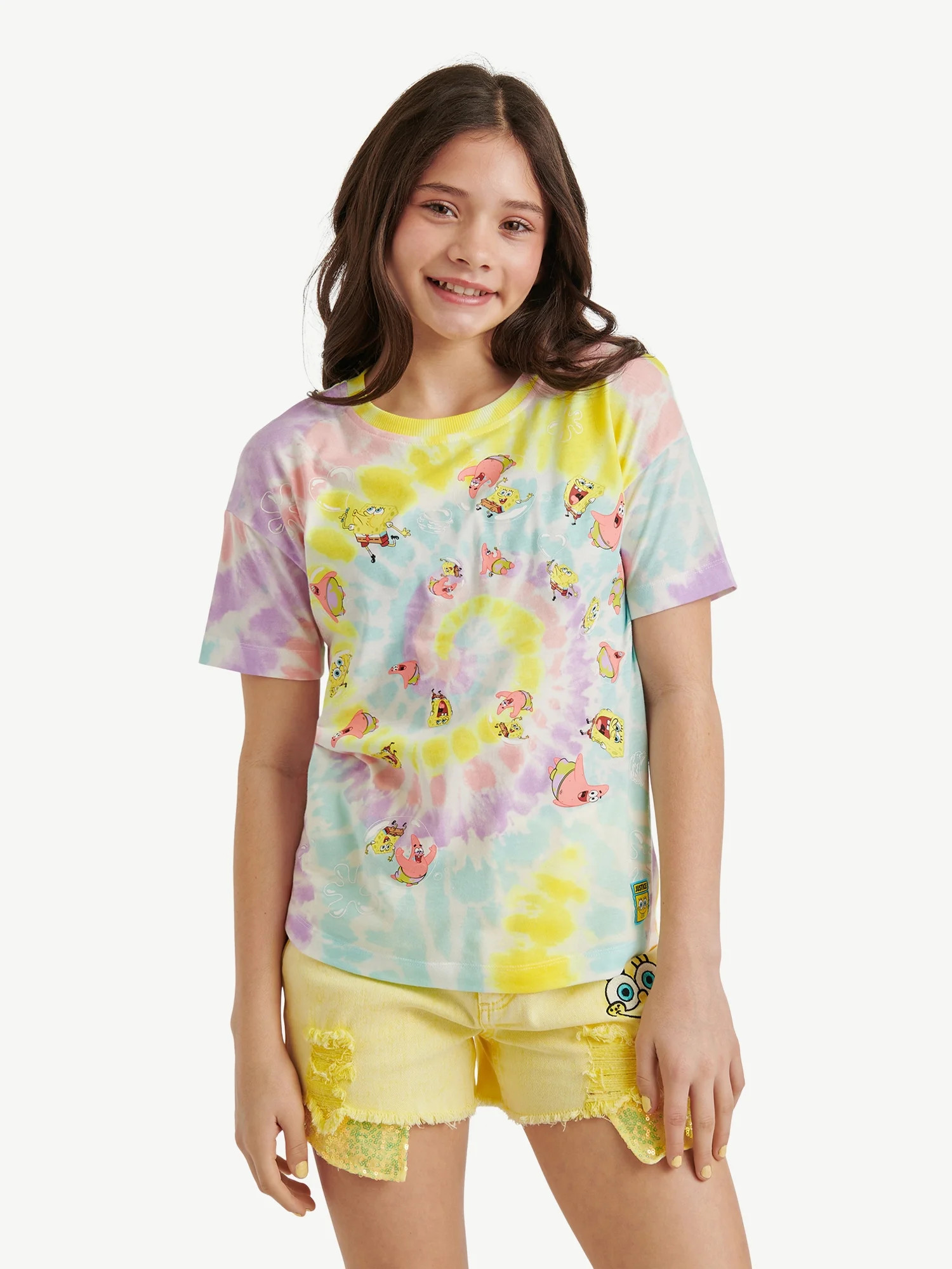 Spongebob X Justice Girls Oversized Tee, Sizes XS - XLP | Walmart (US)