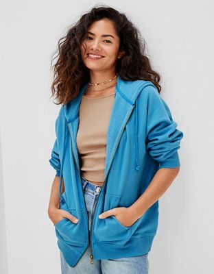 AE Oversized Zip-Up Hoodie | American Eagle Outfitters (US & CA)