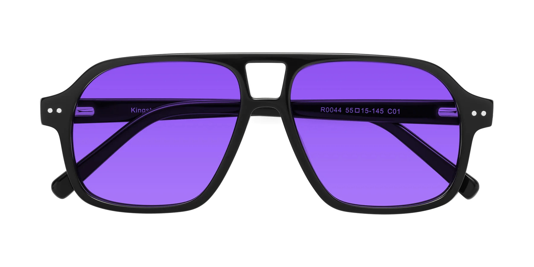 Black Grandpa Oversized Aviator Tinted Sunglasses with Purple Sunwear Lenses - Kingston | Yesglasses