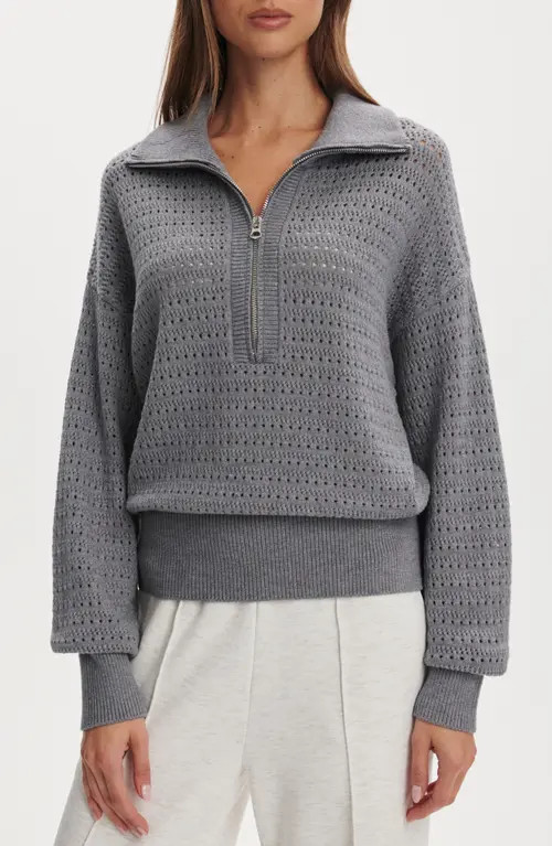 Varley Darla Half Zip Sweater in Silver Filigree at Nordstrom, Size X-Small | Nordstrom