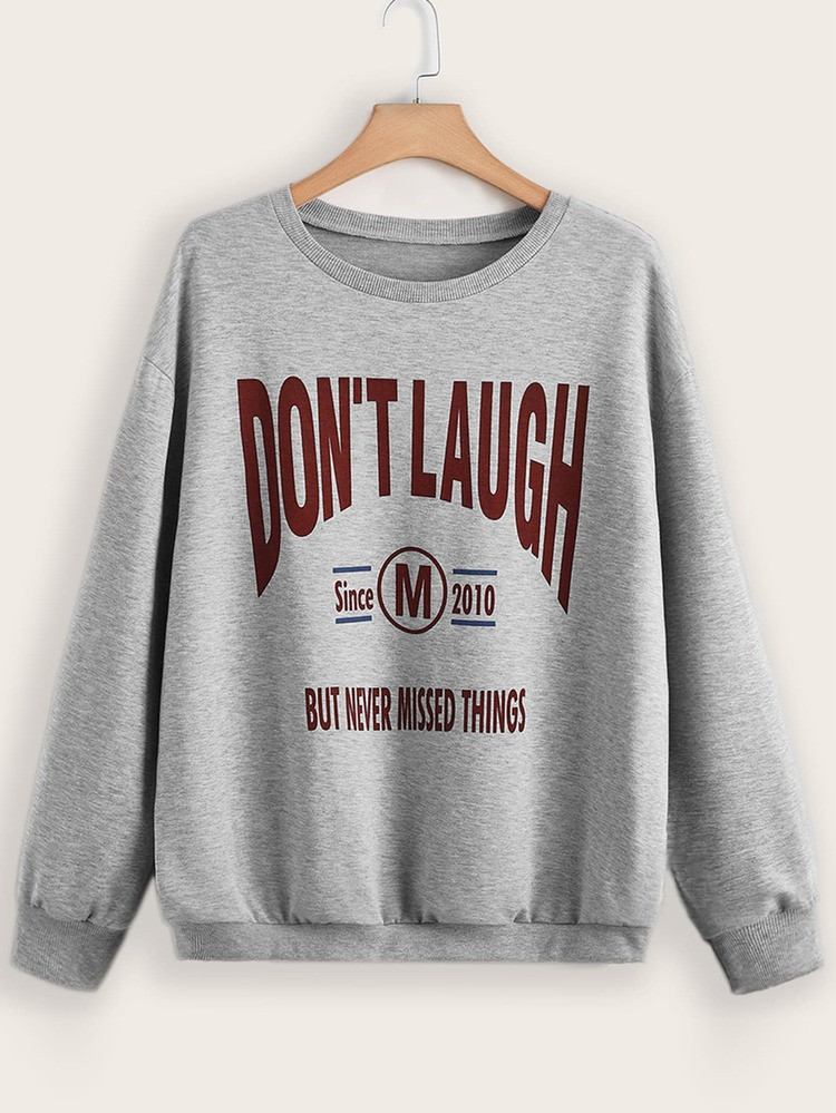 Plus Slogan Graphic Drop Shoulder Sweatshirt | SHEIN