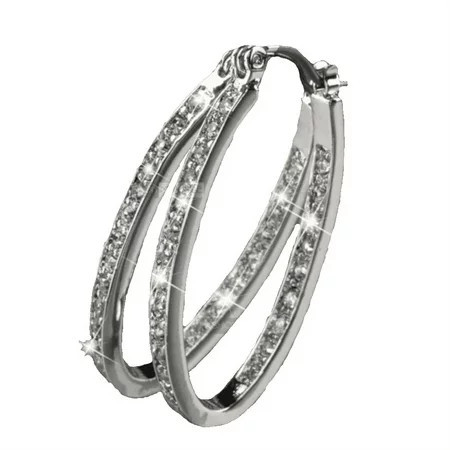 Silver Hoop Australian Crystal Fashion Earrings Jewelry-473-HE | Walmart (US)