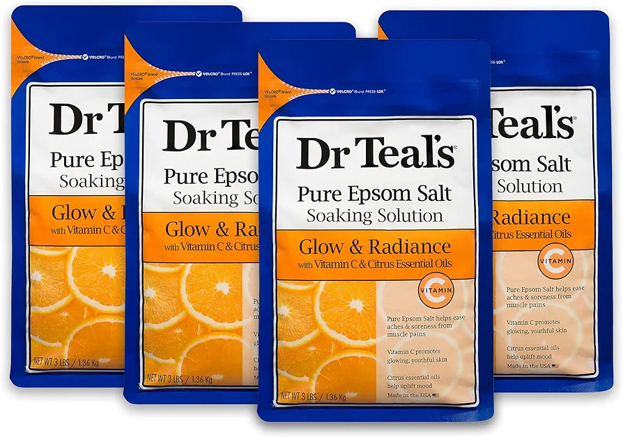 Dr Teal's Pure Epsom Salt Soak, Glow & Radiance with Vitamin C & Citrus Essential Oils, 3 lbs (Pa... | Amazon (US)