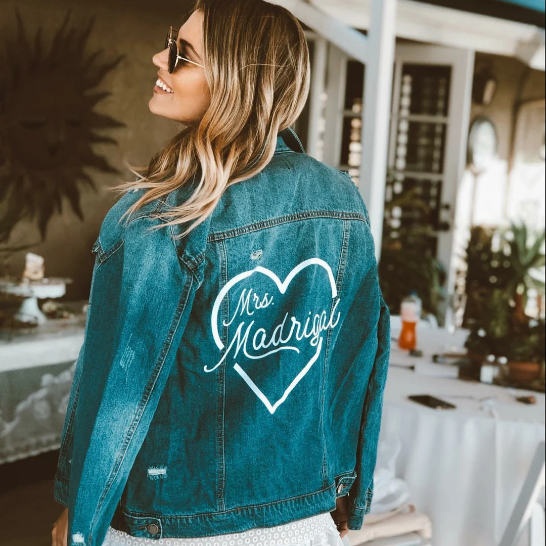 Personalized Mrs Denim Jacket Mrs Jean Jacket Custom Bride - Etsy | Etsy (US)