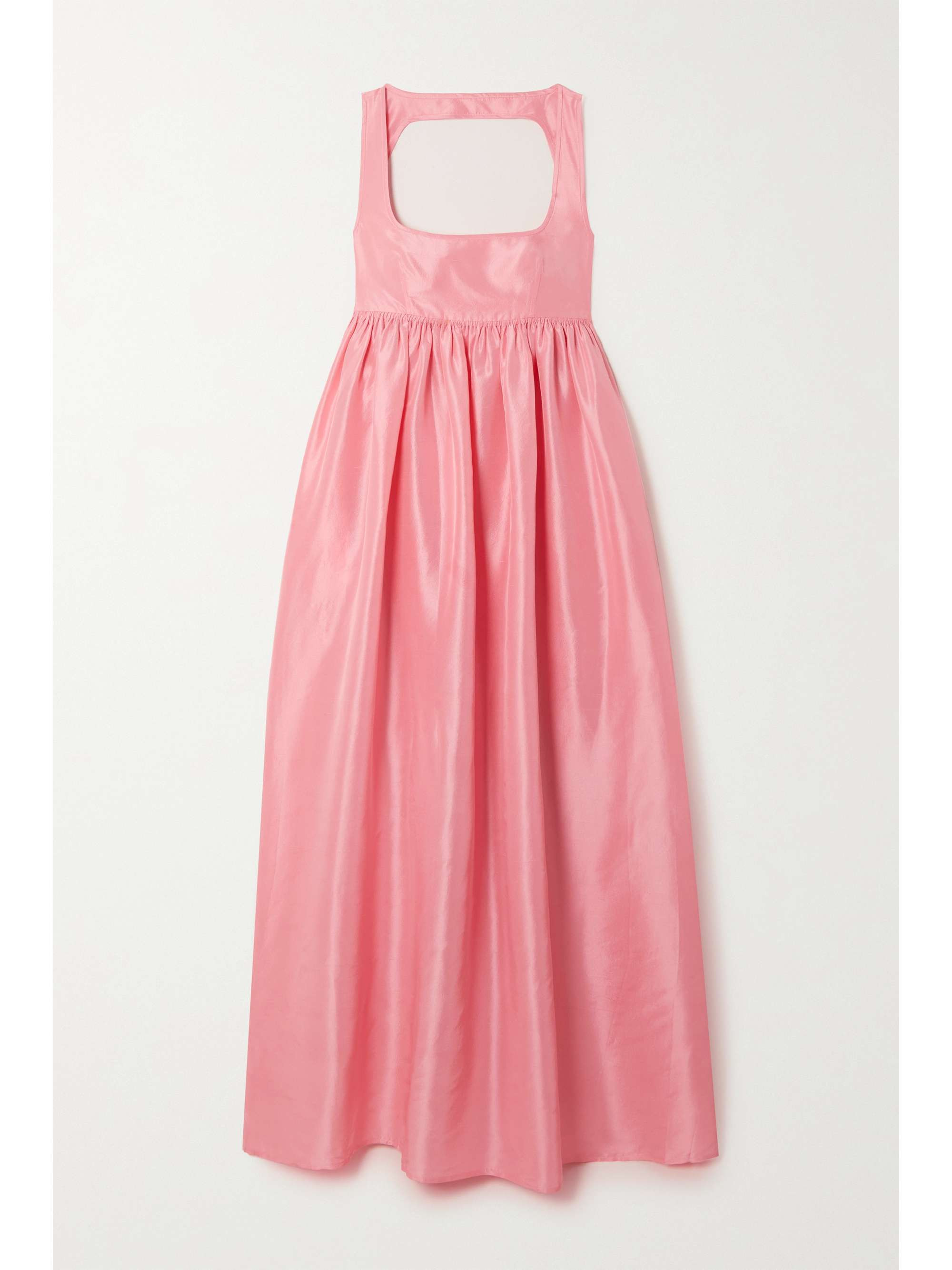 Pink Gathered silk-taffeta maxi dress | OROTON | NET-A-PORTER | NET-A-PORTER (US)