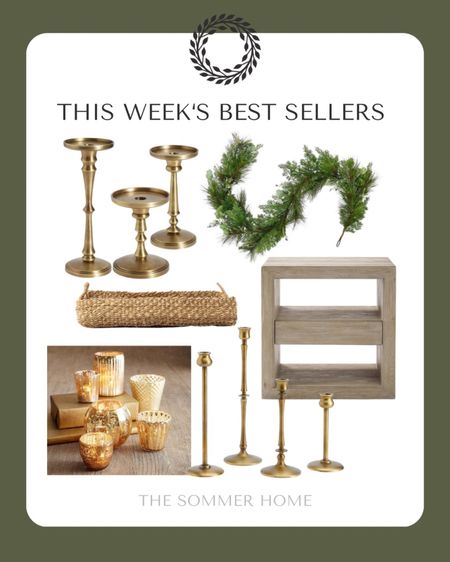 Garland, Christmas decor, Christmas candles, brass candleholders, mercury glass candleholders, Serena and Lily bedside table, baskets 

#LTKHoliday #LTKhome #LTKCyberweek