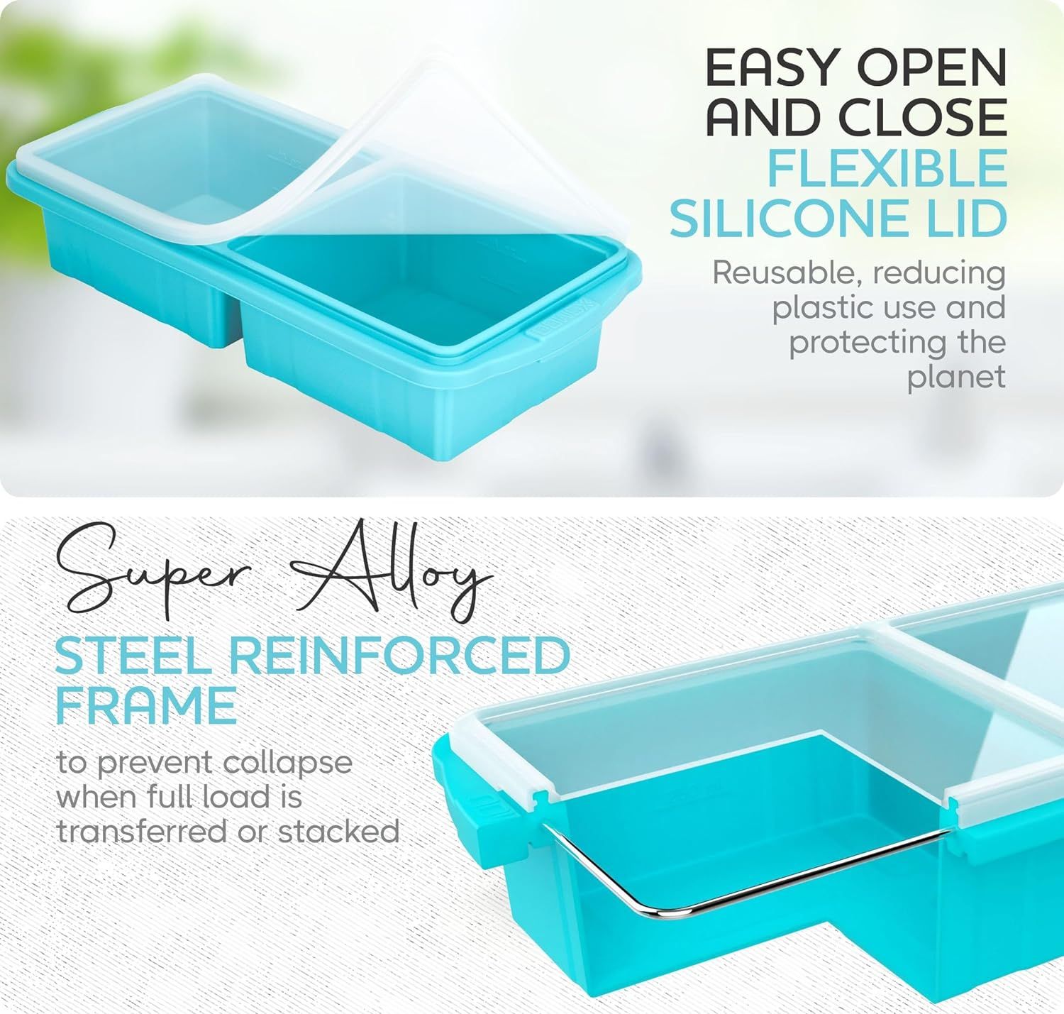 Silicone Freezer Tray With Lid-Soup Freezer Container molds-2-cup Extra Large Ice Cube Tray-makes... | Amazon (US)